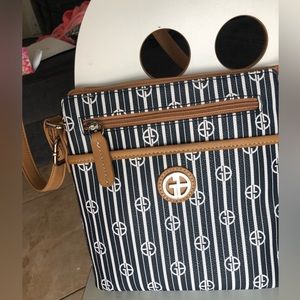 Giani Bernini blue and white striped crossbody bag